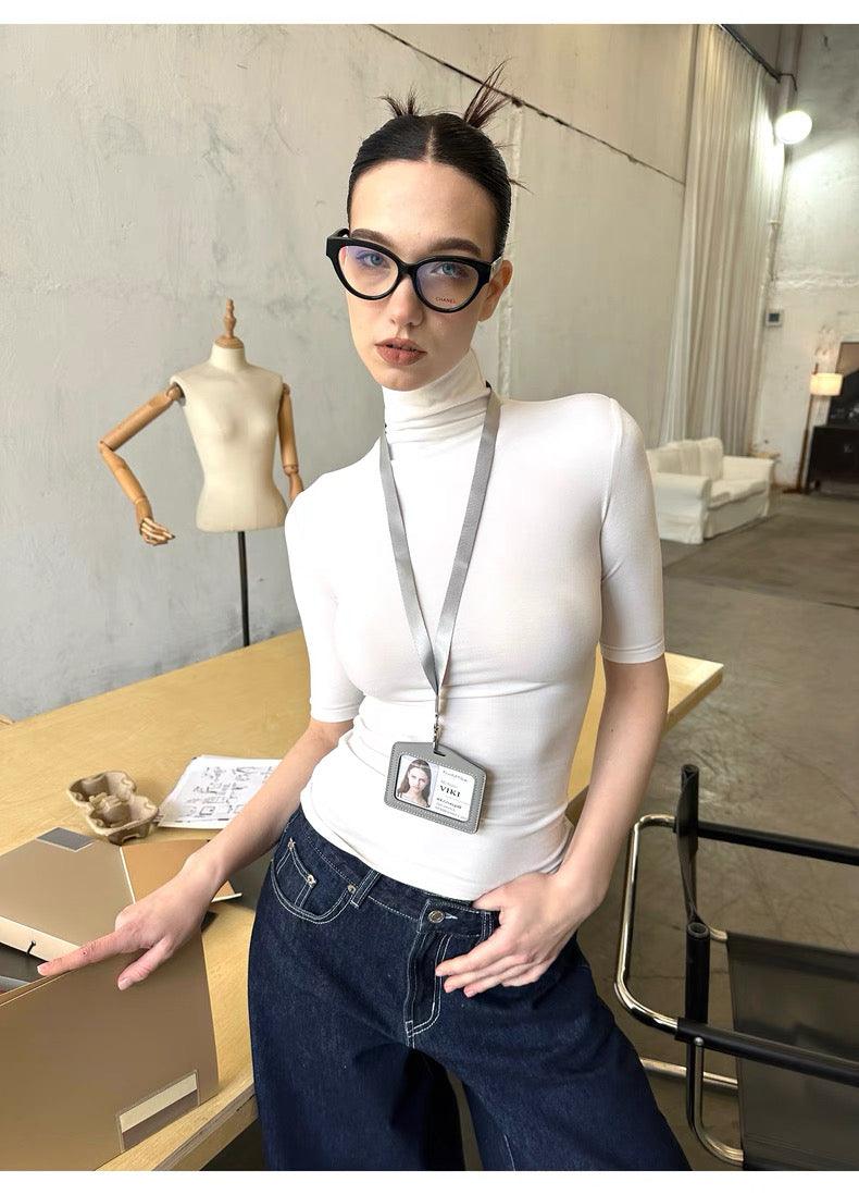 White high collor Tee