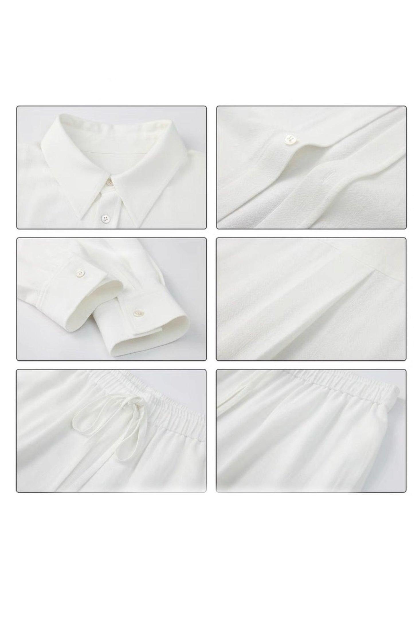White Long Sleeve Shirt Set