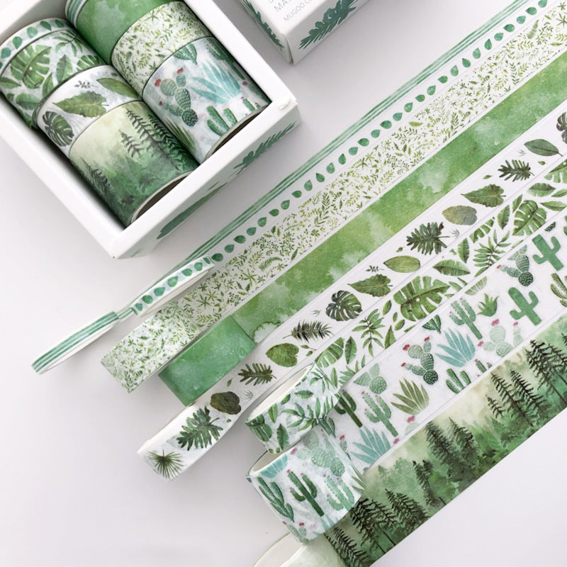 Washi Tape Set - 8 Rolls Plant Cartoon Pattern