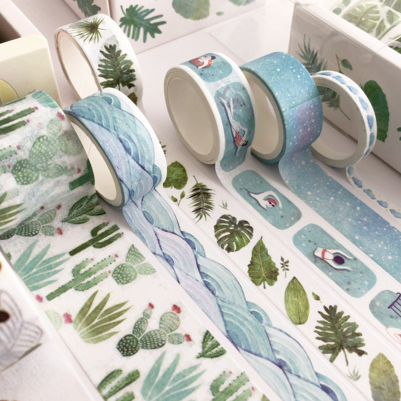Washi Tape Set - 8 Rolls Plant Cartoon Pattern