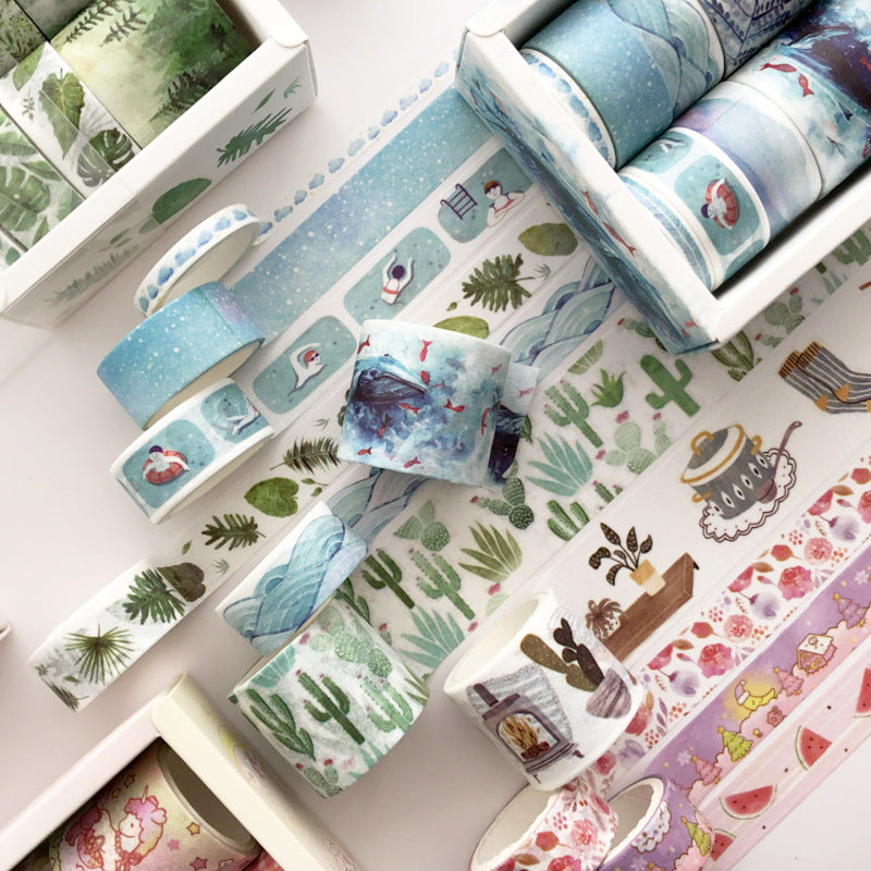 Washi Tape Set - 8 Rolls Plant Cartoon Pattern