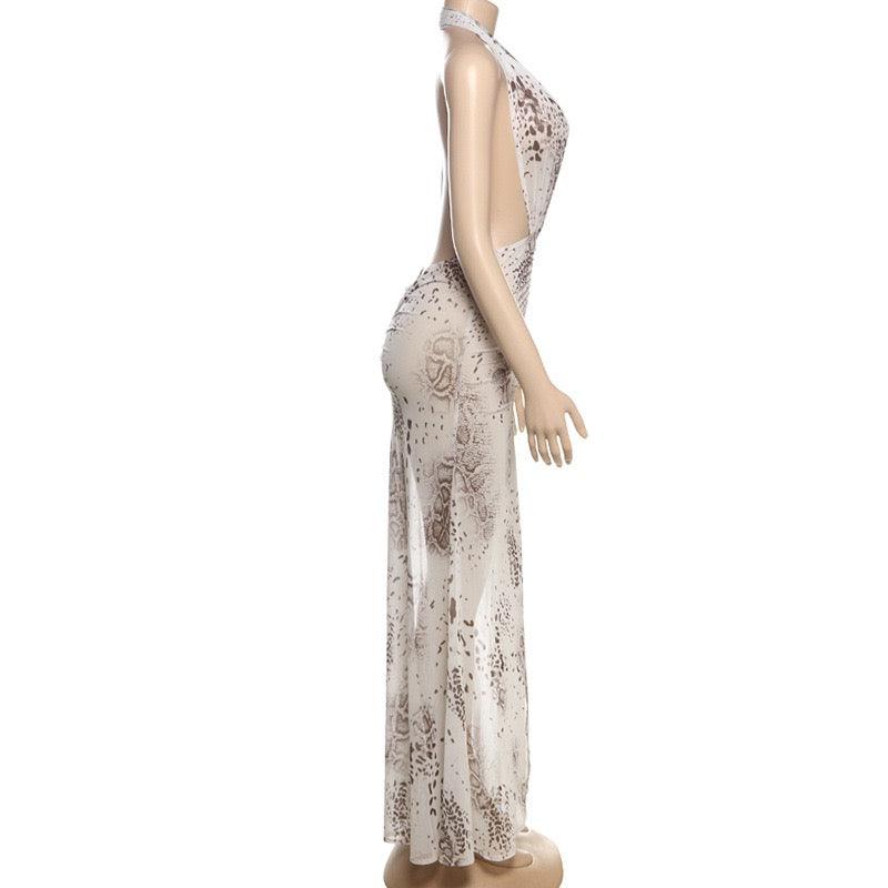 leopard print sexy maxi dress