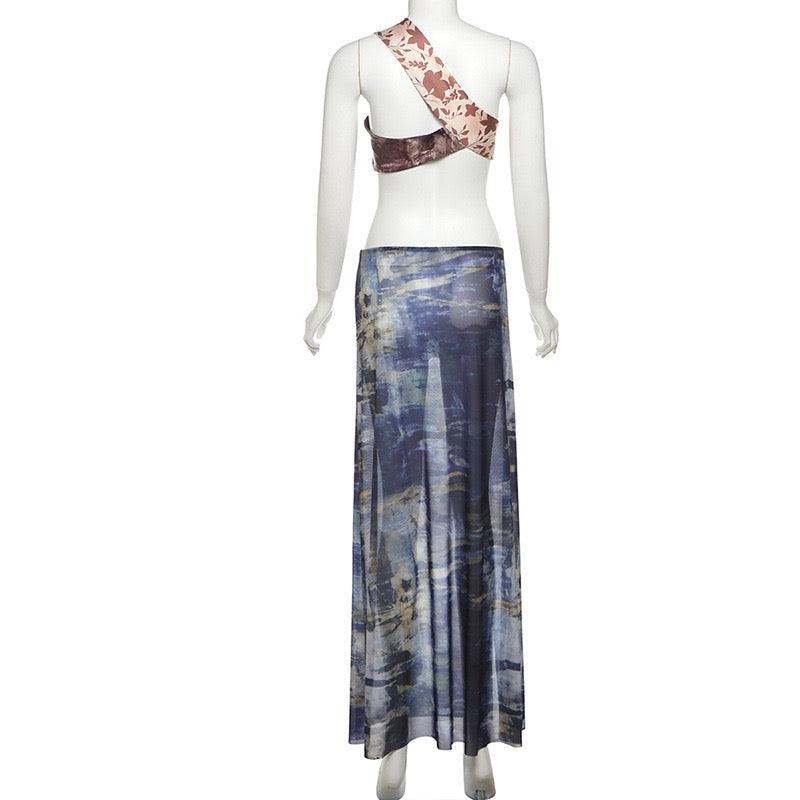 print sexy maxi dress