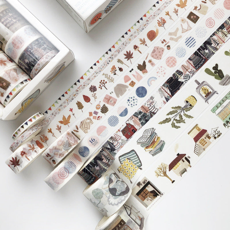 Washi Tape Set - 8 Rolls Plant Cartoon Pattern