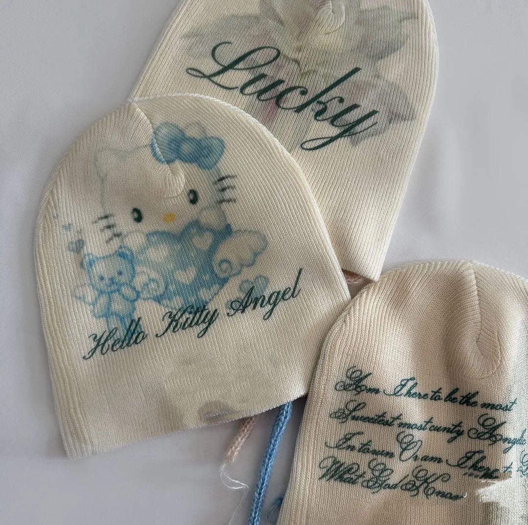 Y2K Print knit beanies
