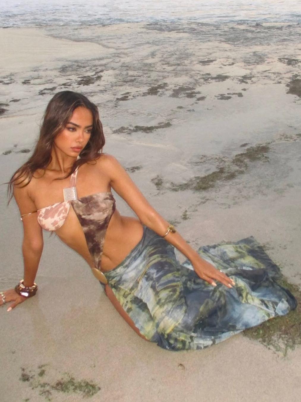 print sexy maxi dress