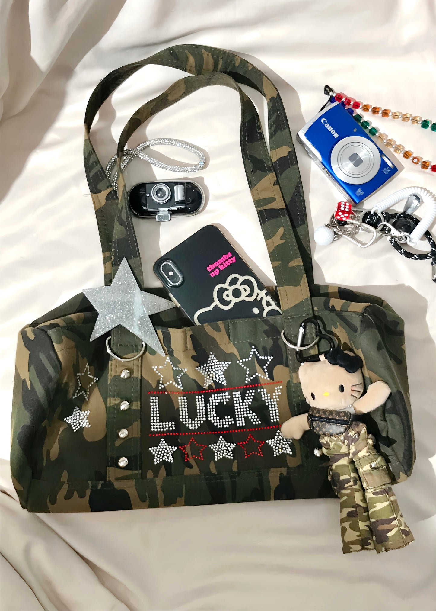 camouflage long leg HelloKitty bag charm +bag