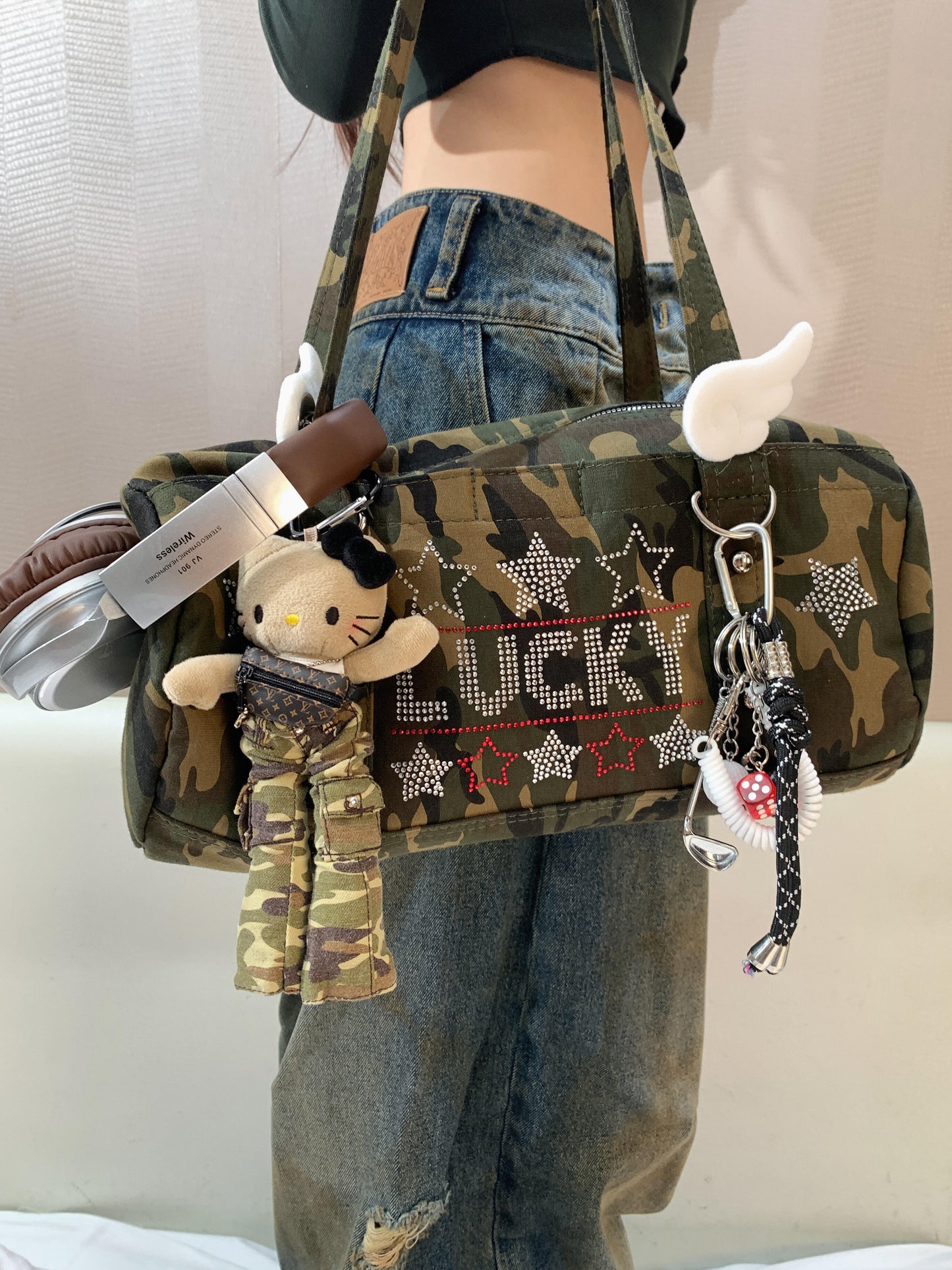 camouflage long leg HelloKitty bag charm +bag