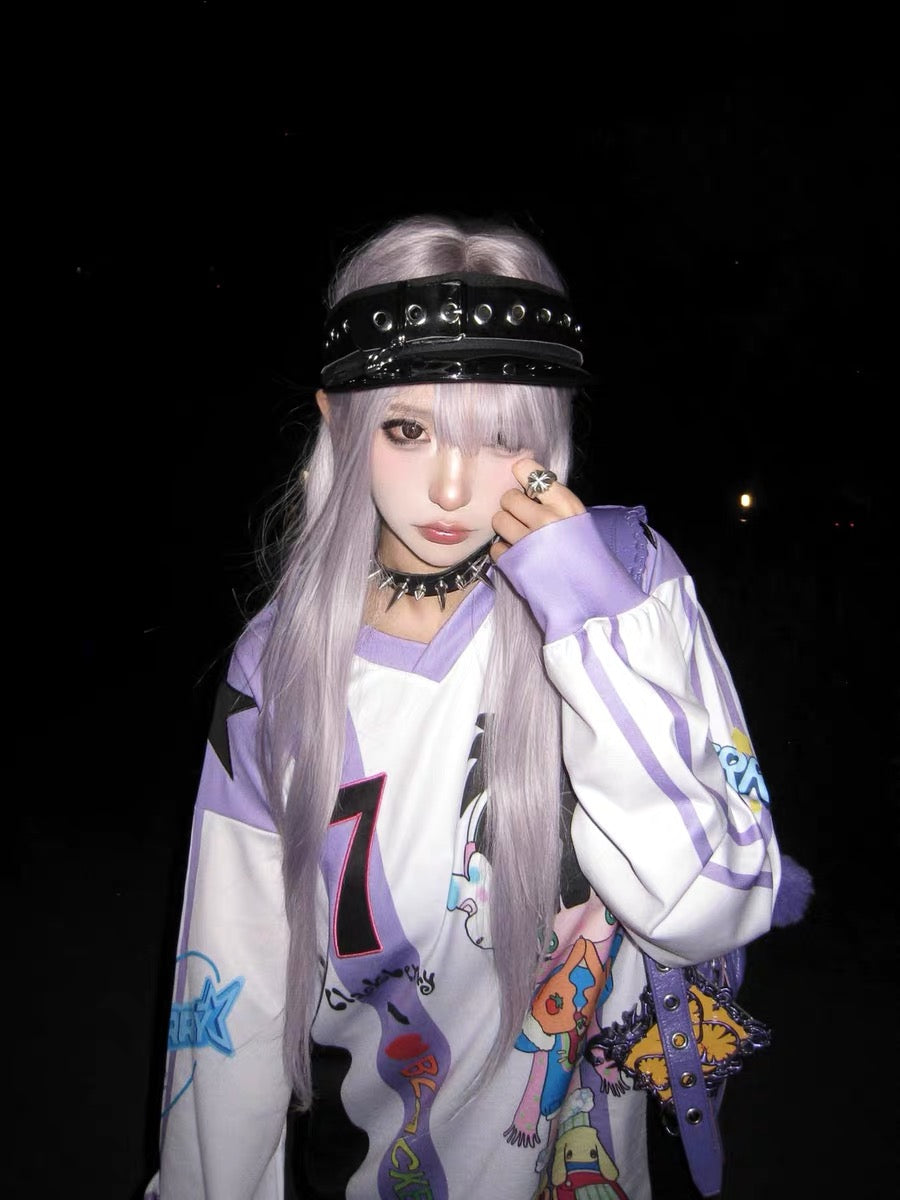 Purple anime girl jersey top