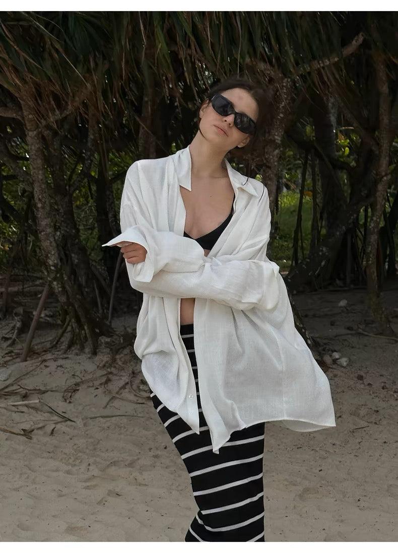White Long Sleeve Shirt Set