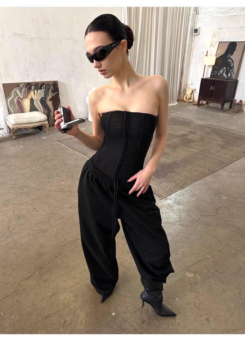 Mesh tube top black