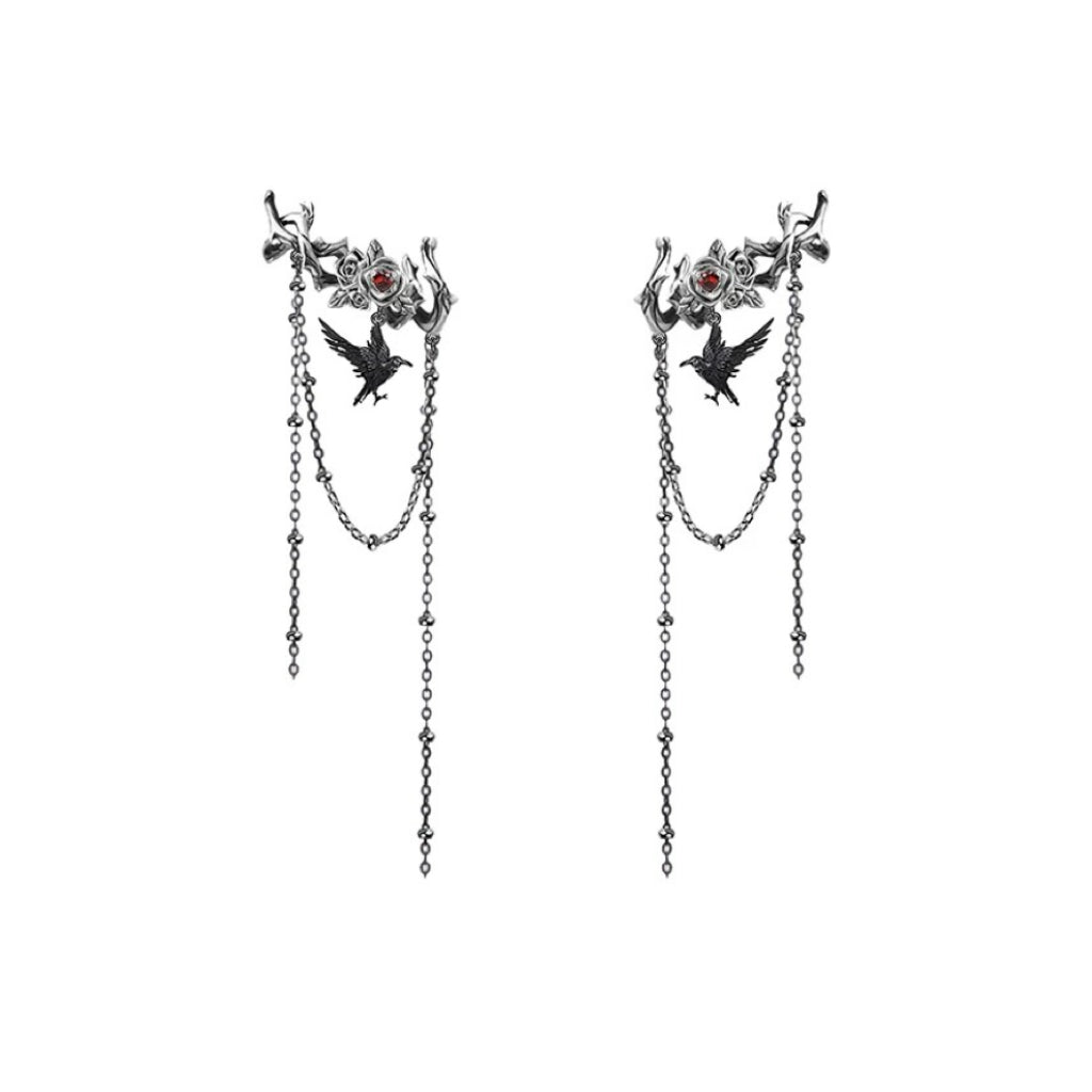 Qin Che throne crow tassels ear clips