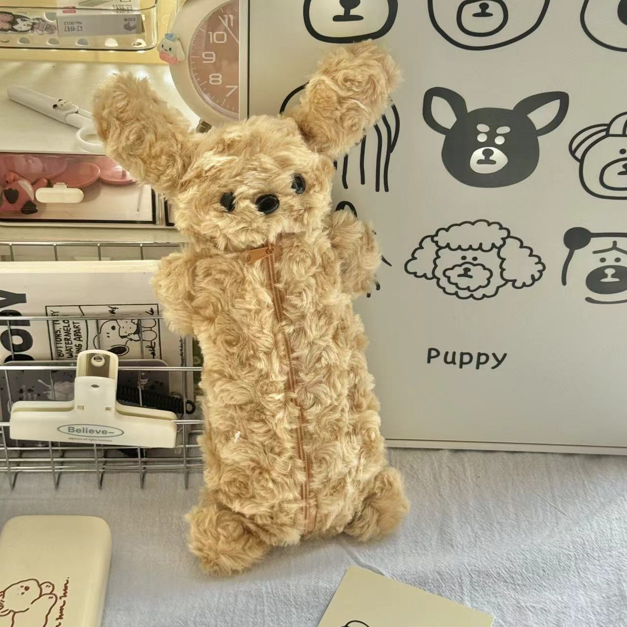 Plush Dog Pencil Case&Storage Bag