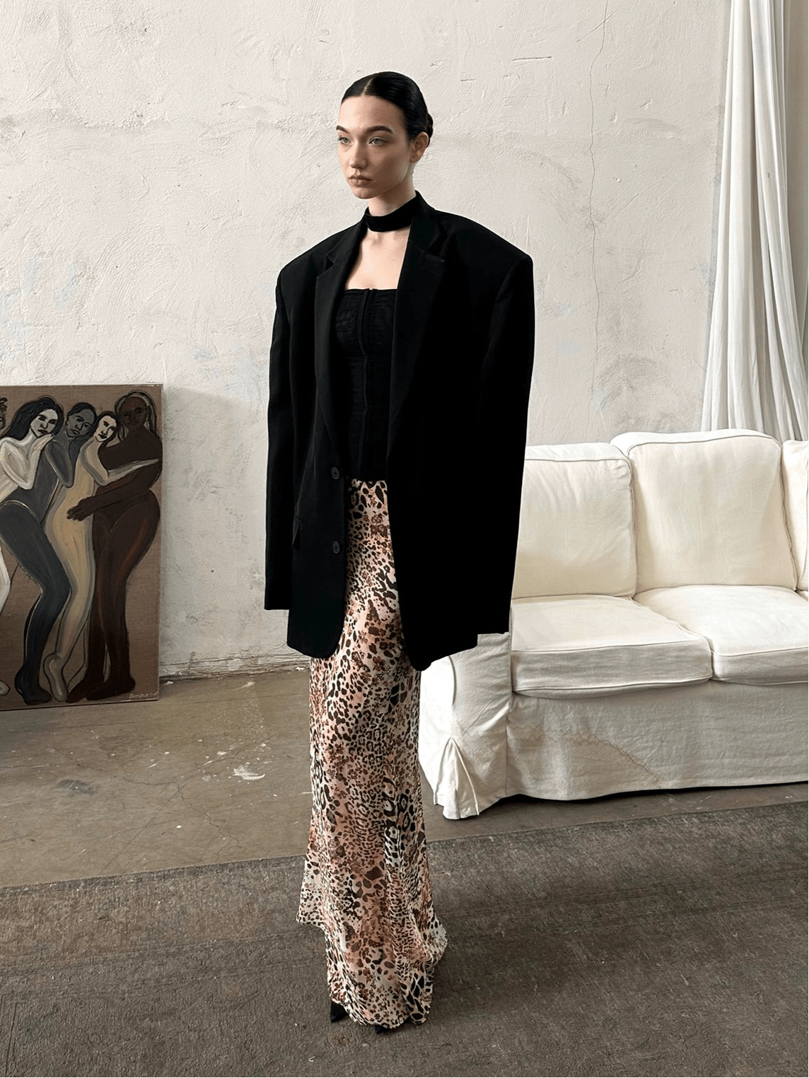 Snake print fishtail skirt