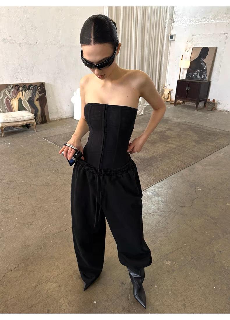Mesh tube top black