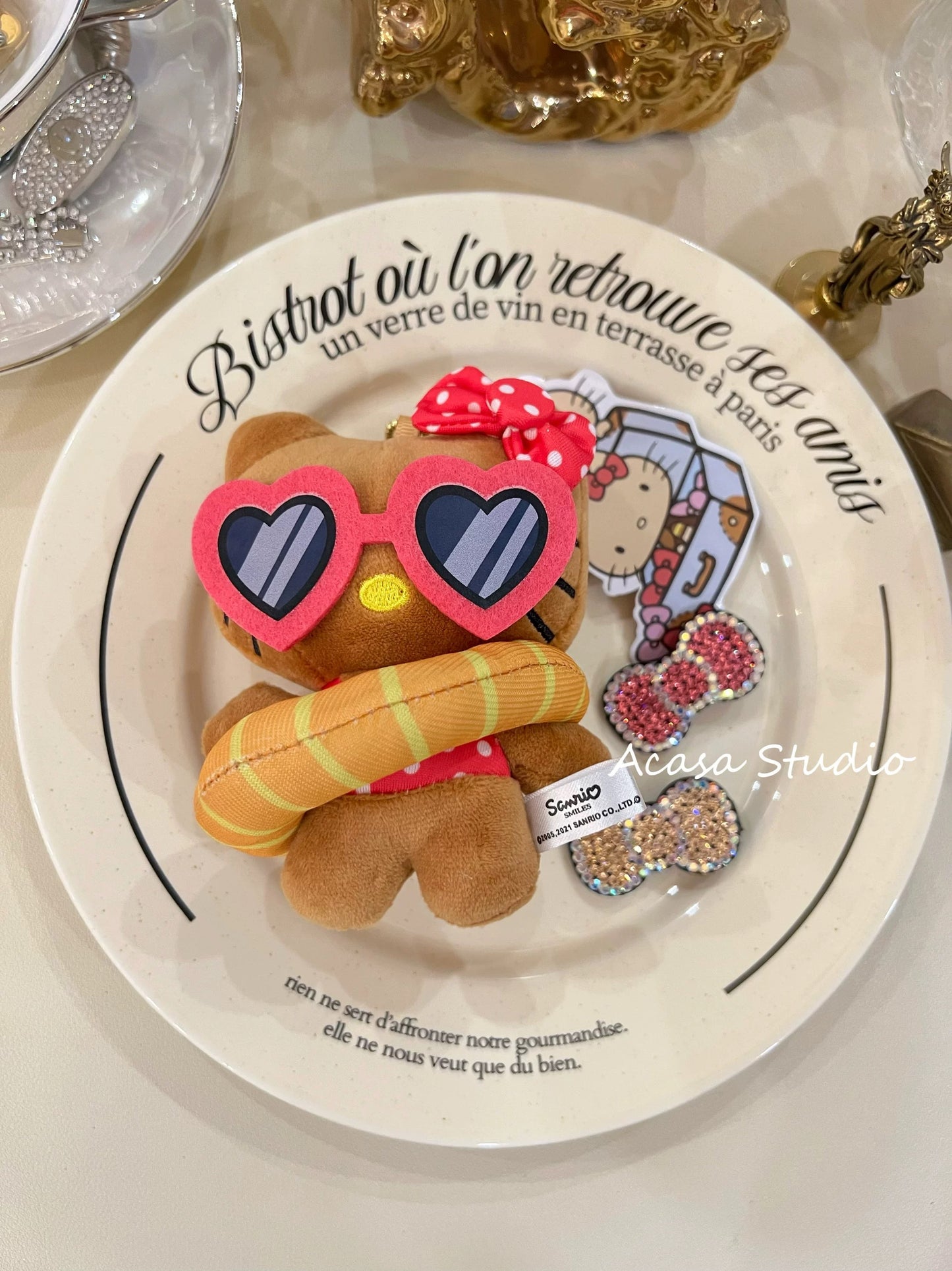 Swim ring vacation hello Kitty plush pendant