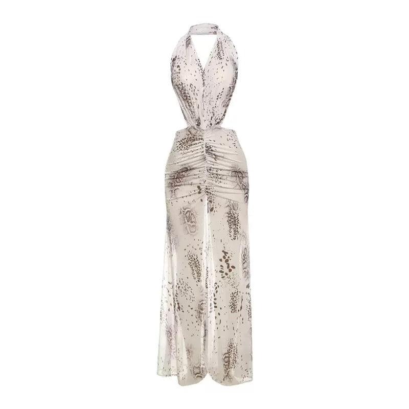 leopard print sexy maxi dress