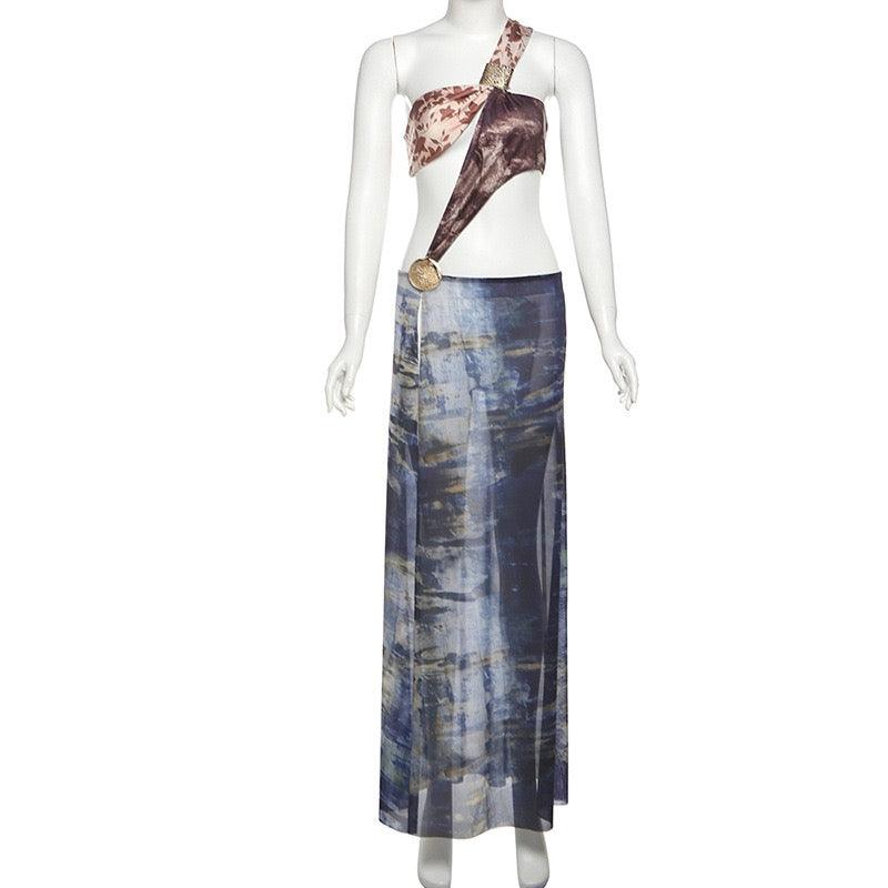 print sexy maxi dress