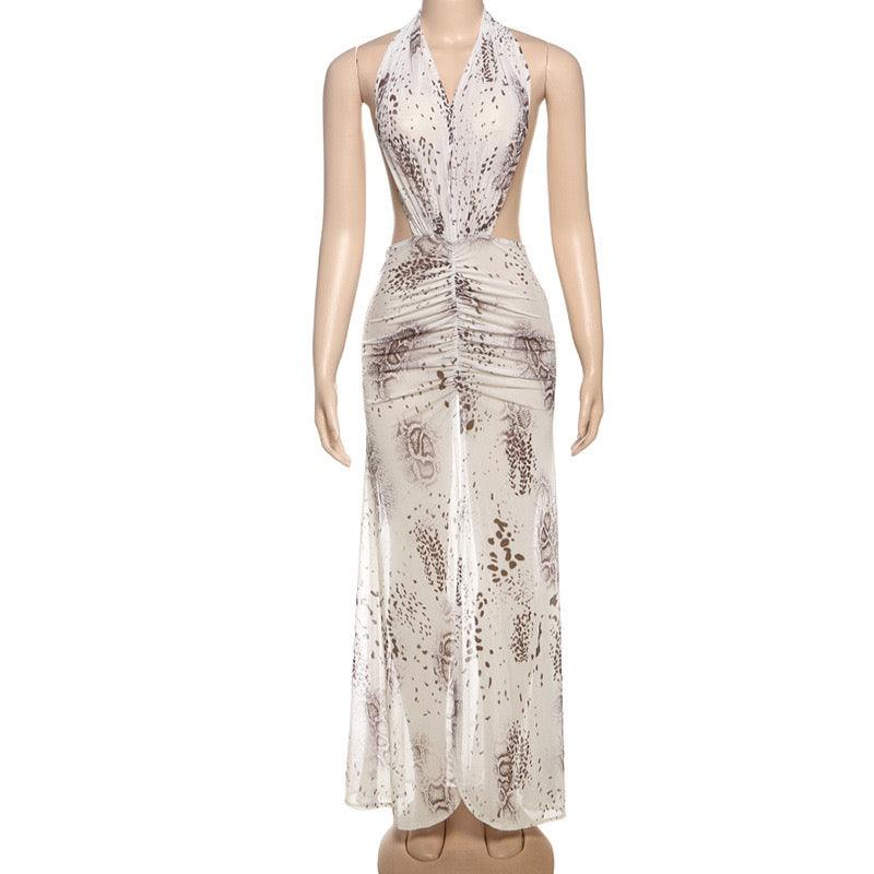 leopard print sexy maxi dress