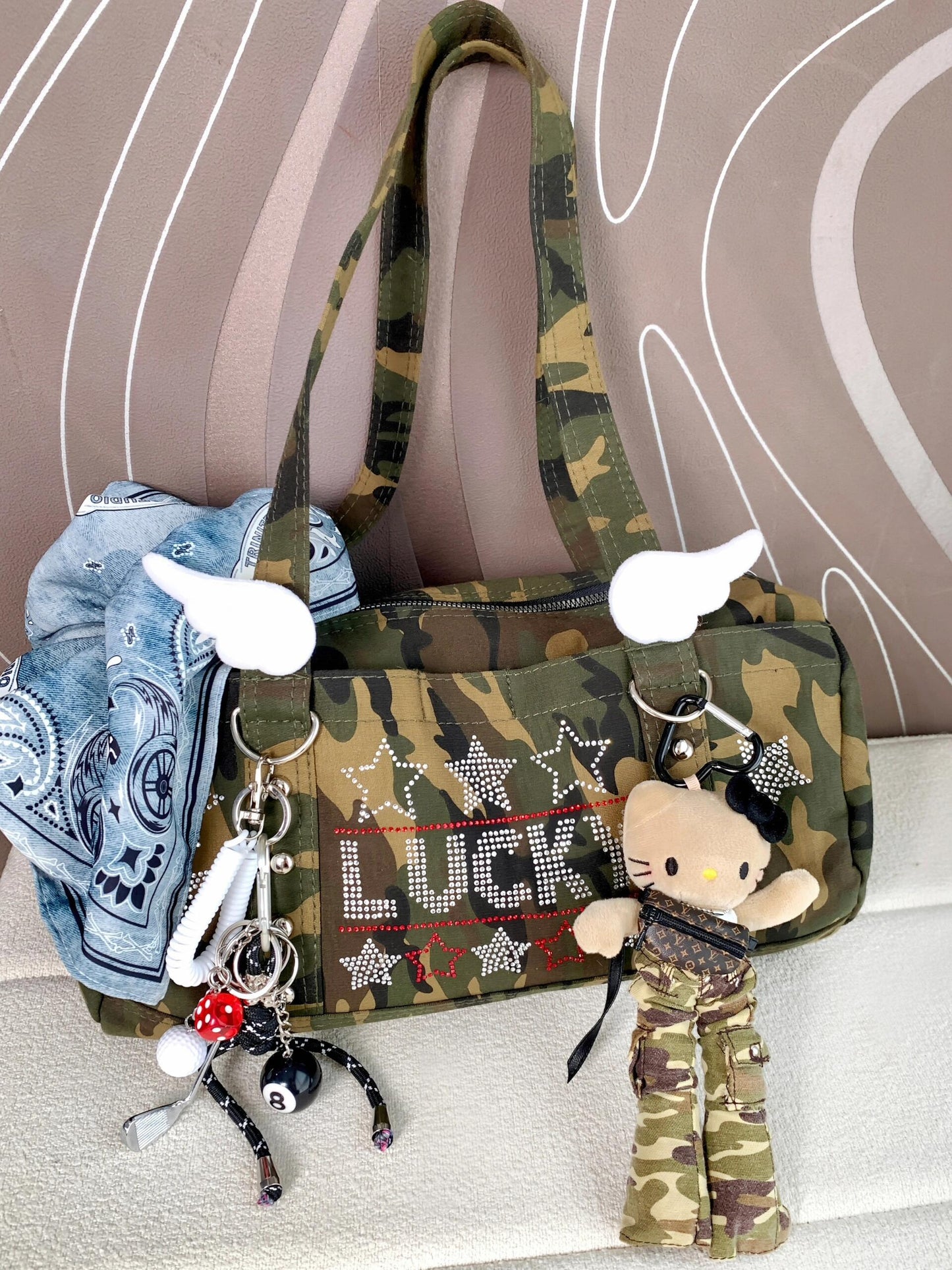 camouflage long leg HelloKitty bag charm +bag