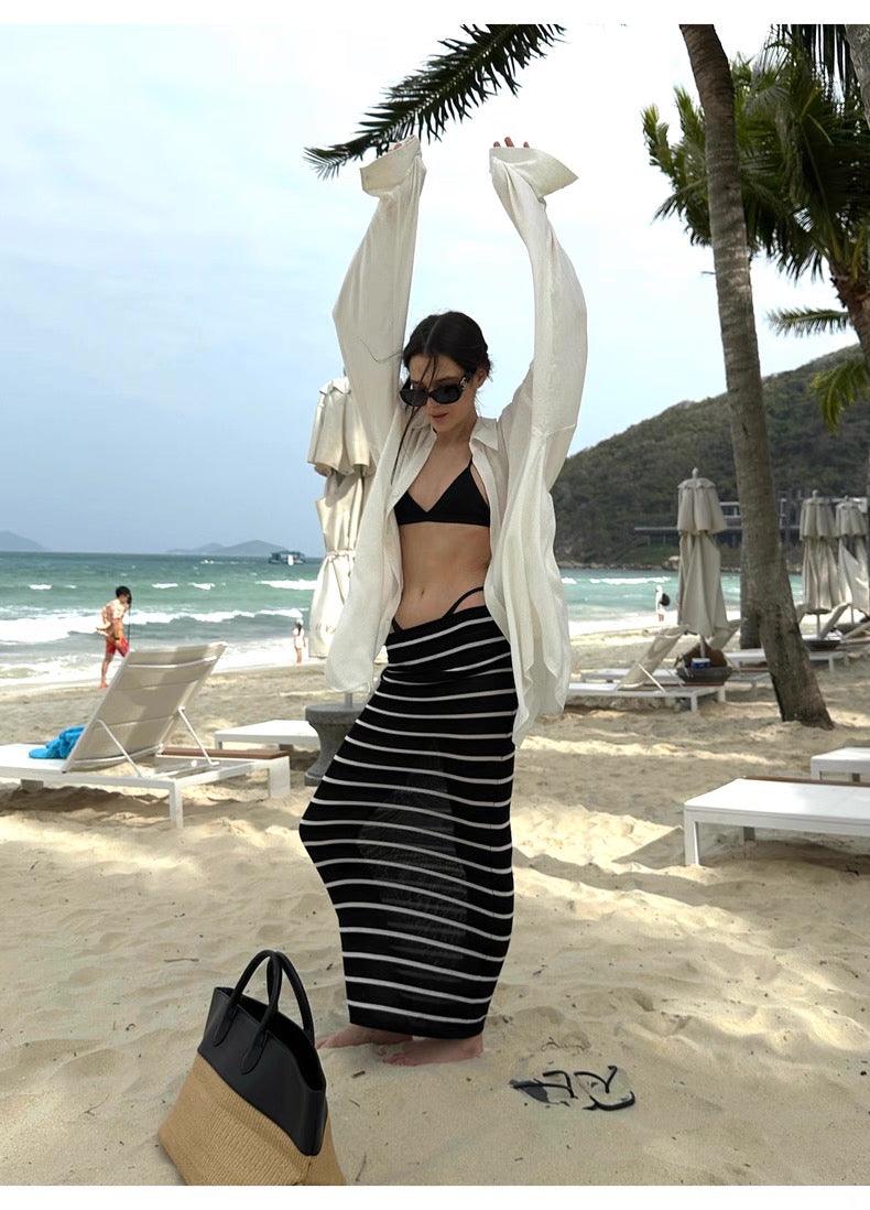 Striped skirt low waist