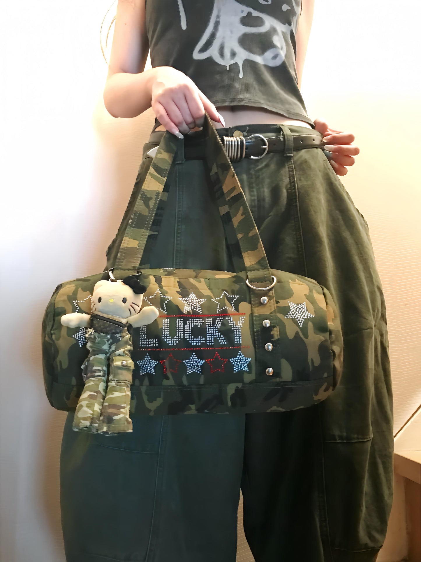 camouflage long leg HelloKitty bag charm +bag