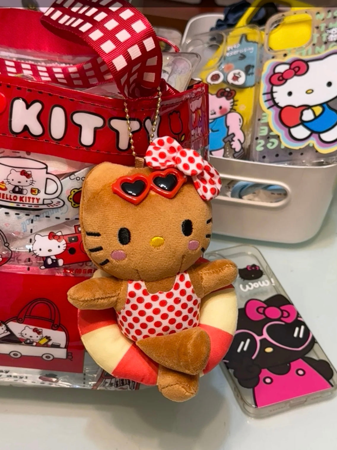 Swimming ring Hello Kitty plush pendant