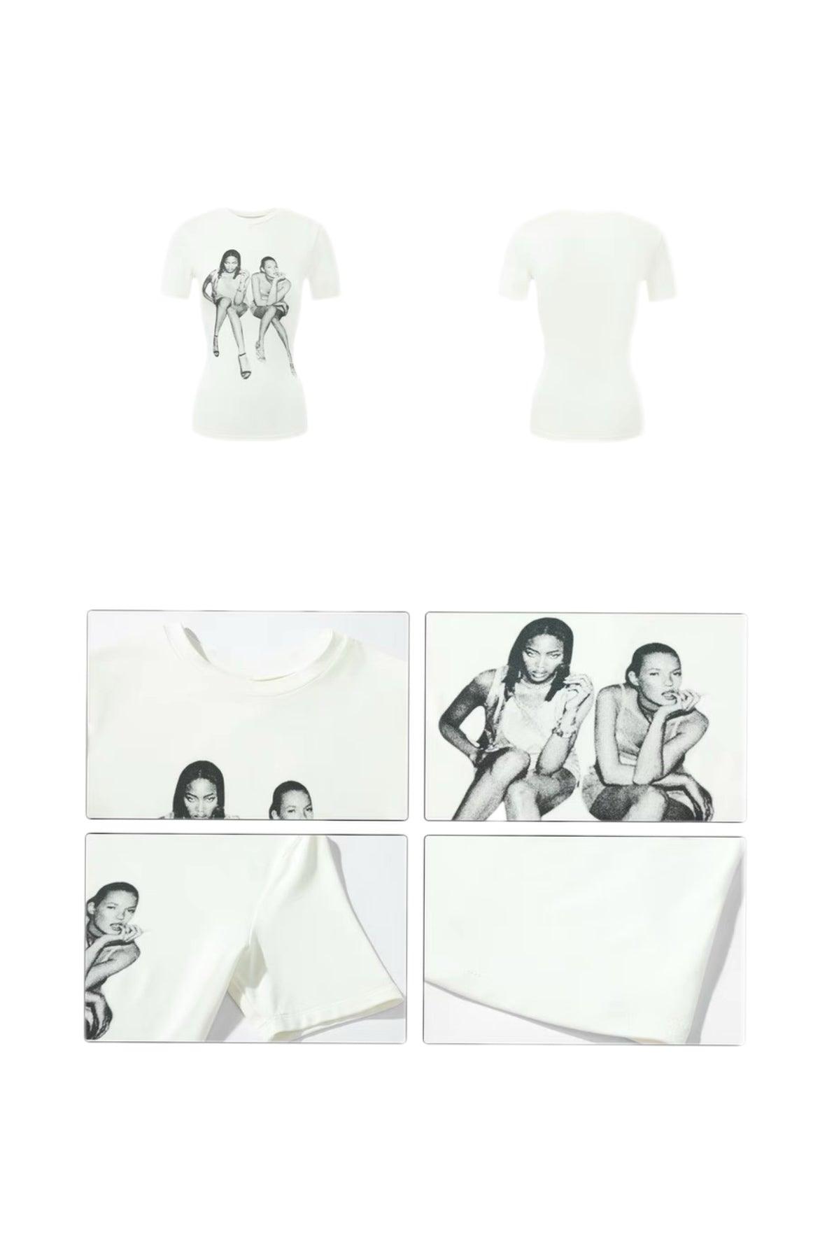 White print Tee