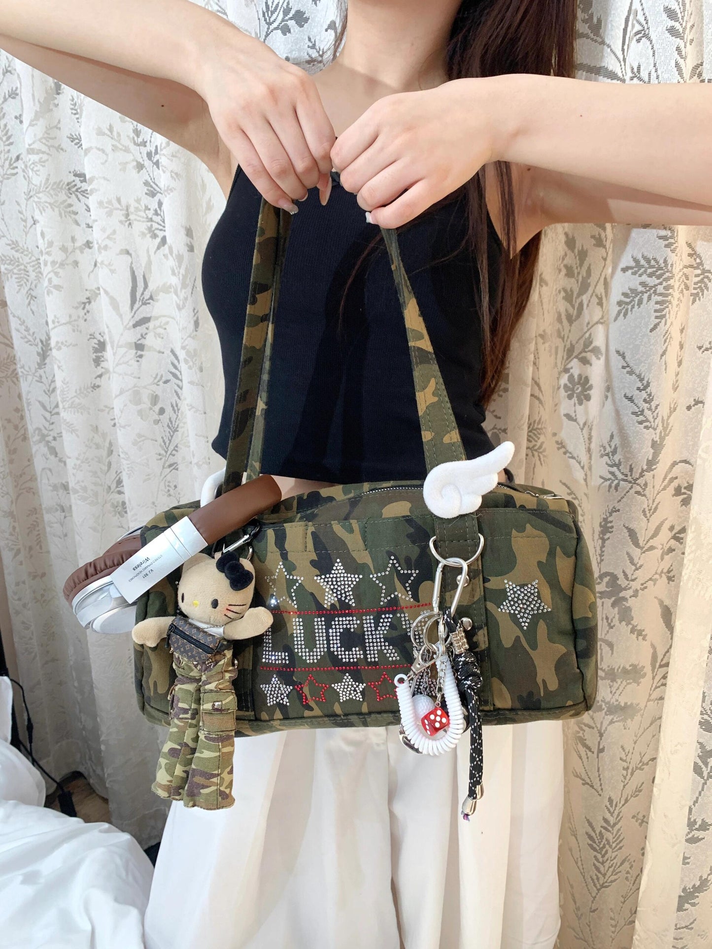 camouflage long leg HelloKitty bag charm +bag