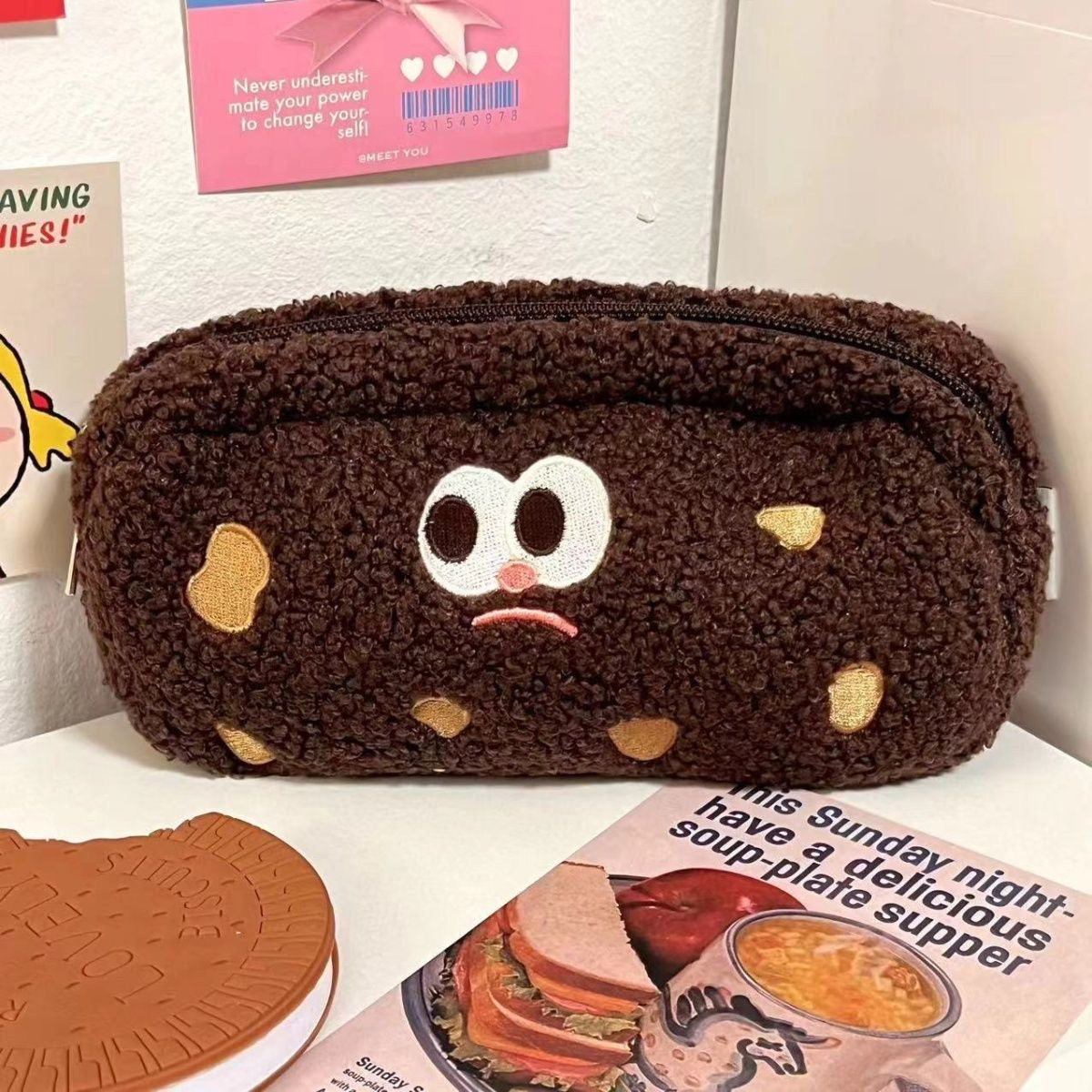 Cookie-shaped Pencil Case & Storage Bag
