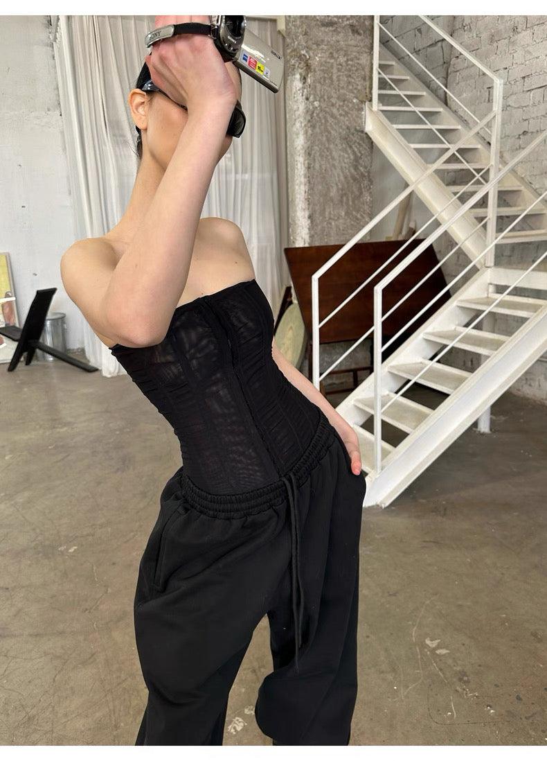 Mesh tube top black