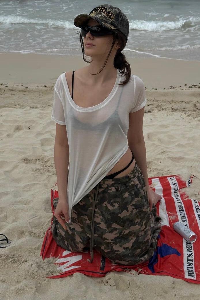 White Lyocell U-neck tee