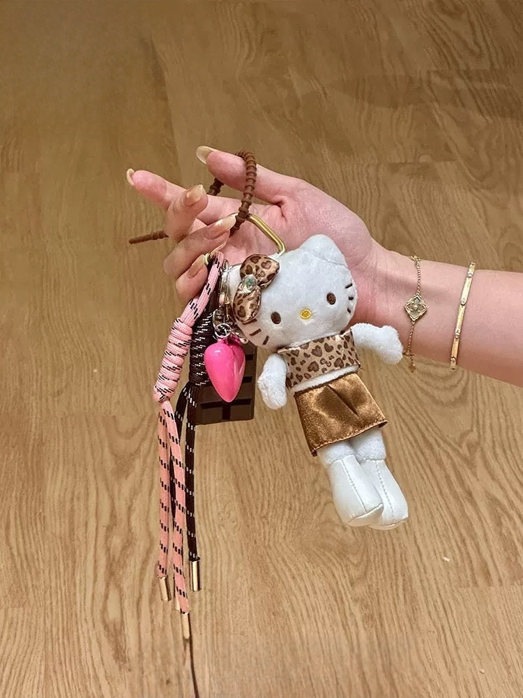 Leopard print Hello Kitty long leg kitty pendant
