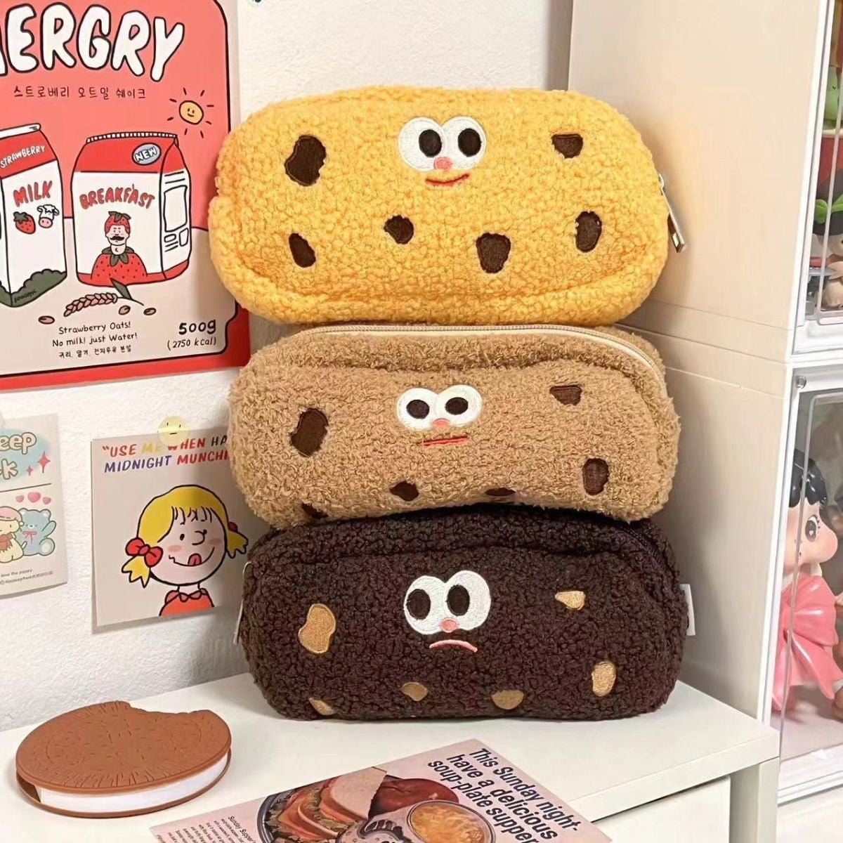 Cookie-shaped Pencil Case & Storage Bag