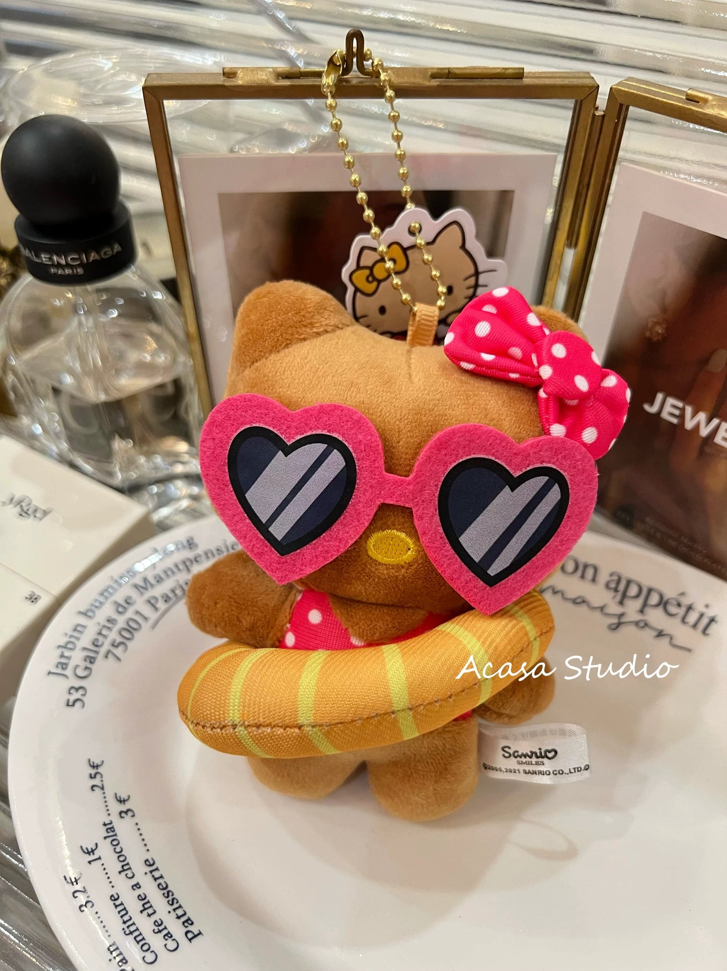 Swim ring vacation hello Kitty plush pendant
