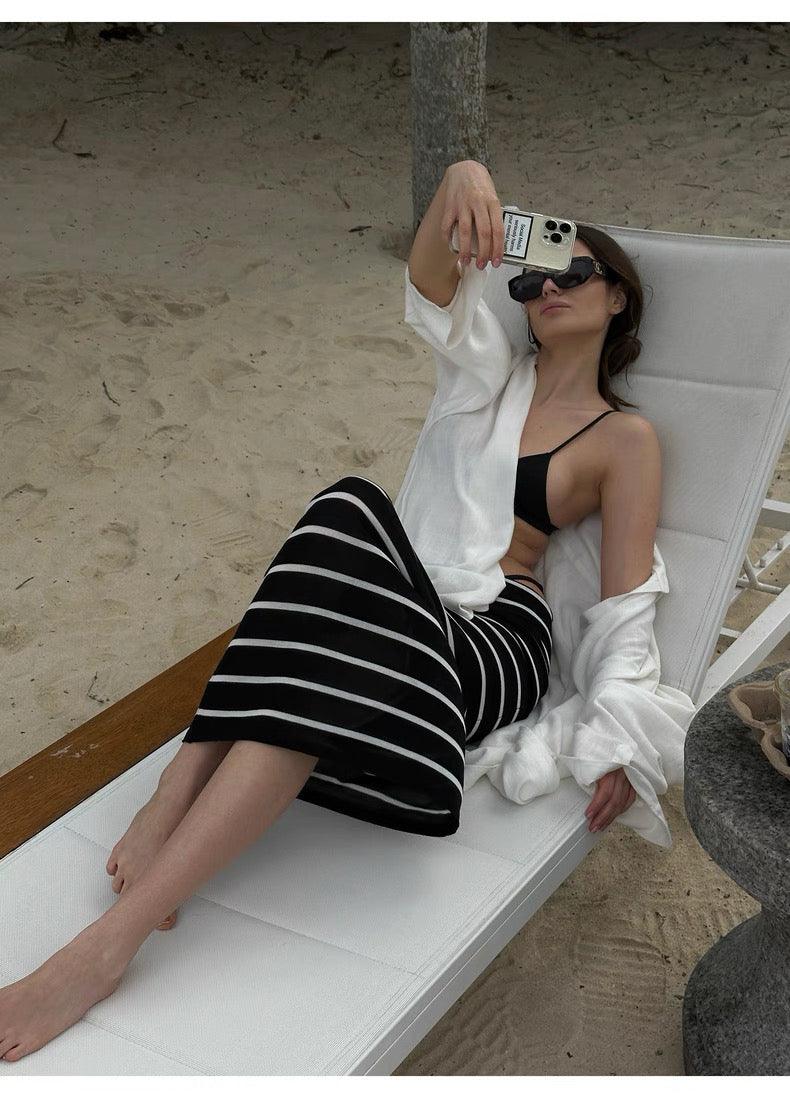 Striped skirt low waist