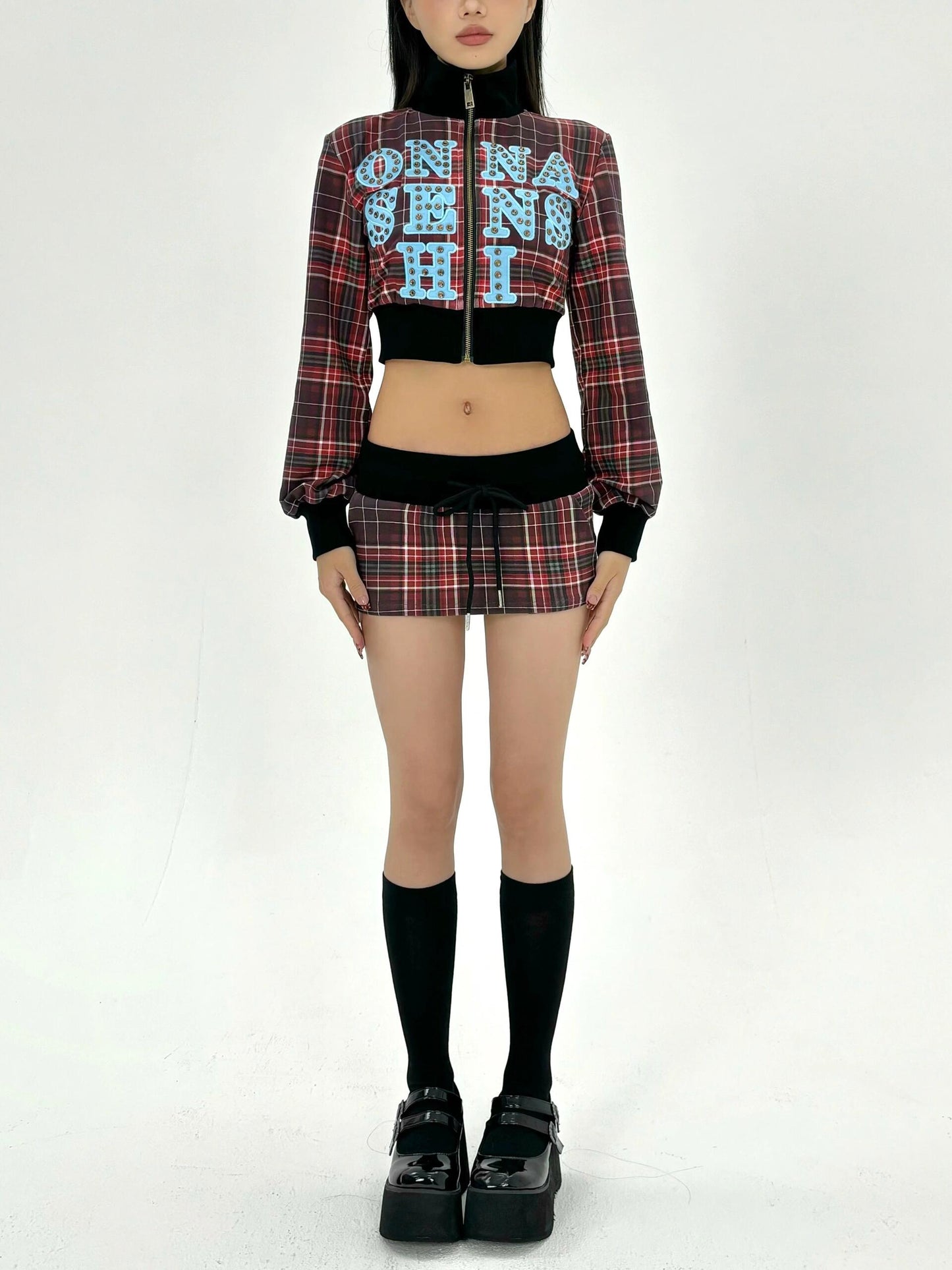 hoodie jacket mini skirt set
