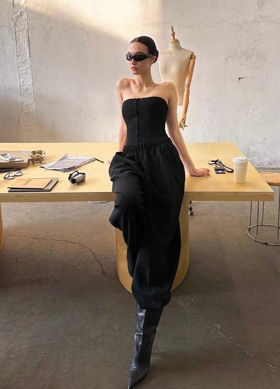 Mesh tube top black