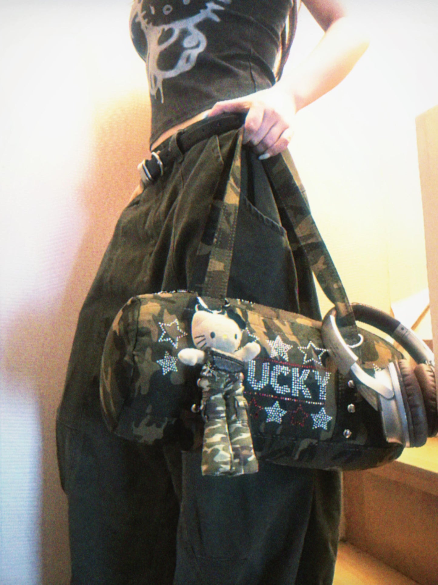 camouflage long leg HelloKitty bag charm +bag