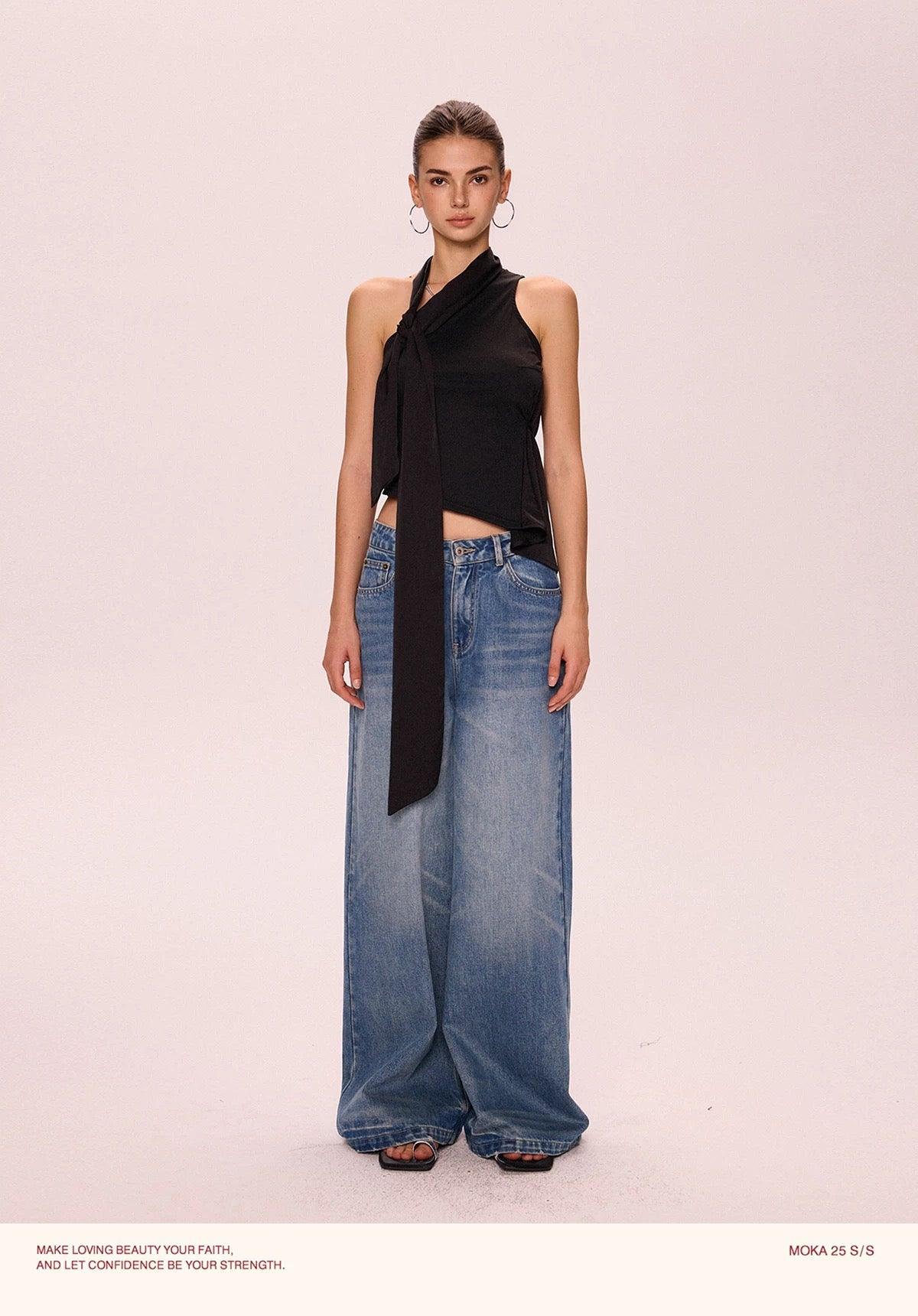 irregular tie top black