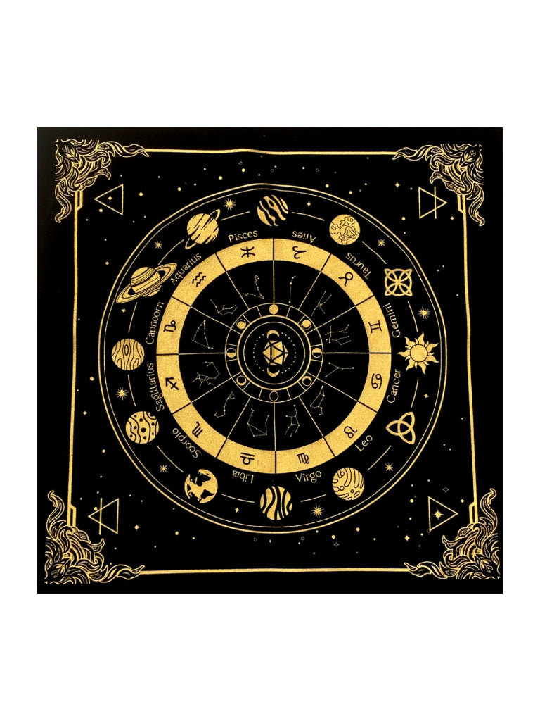 Twelve Constellations Moon Phase Tablecloth Tarot Velvet 49X49cm