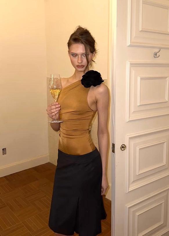 Champagne roses off shoulder top