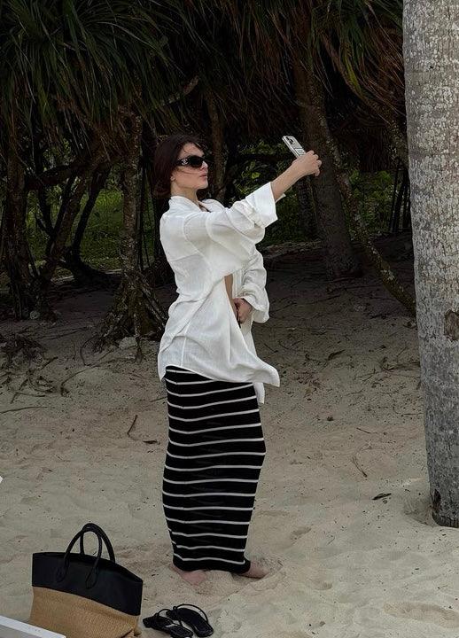 Striped skirt low waist