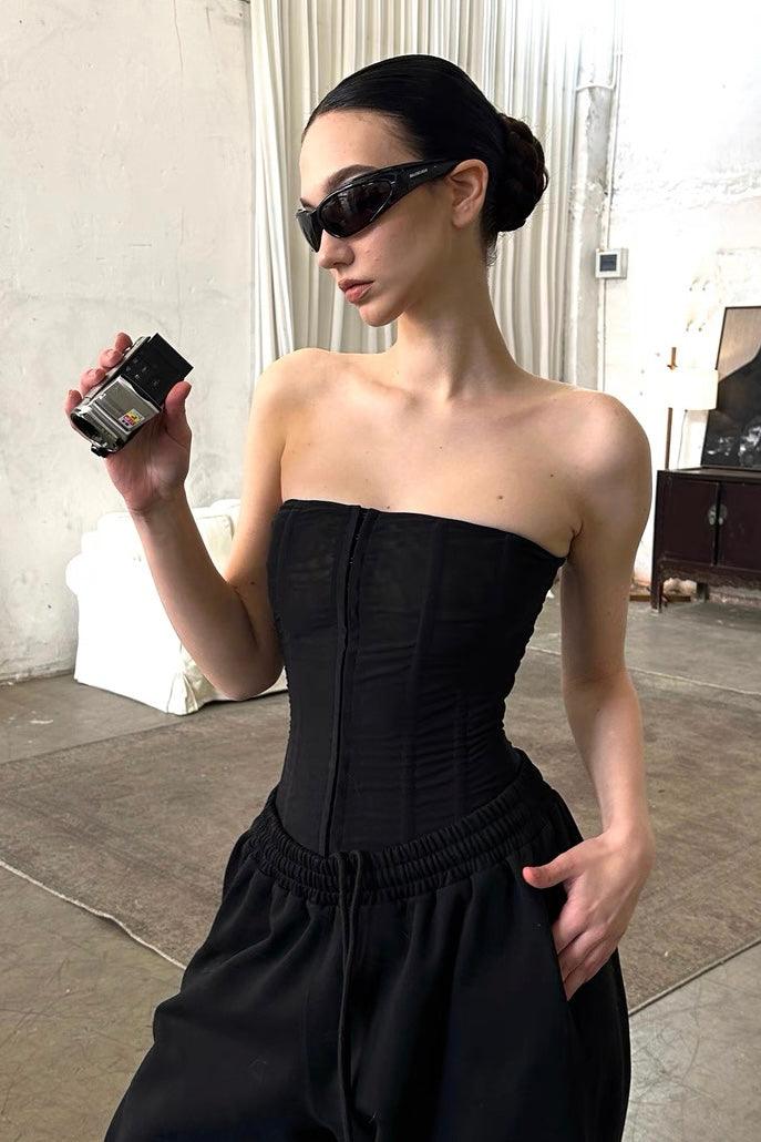 Mesh tube top black