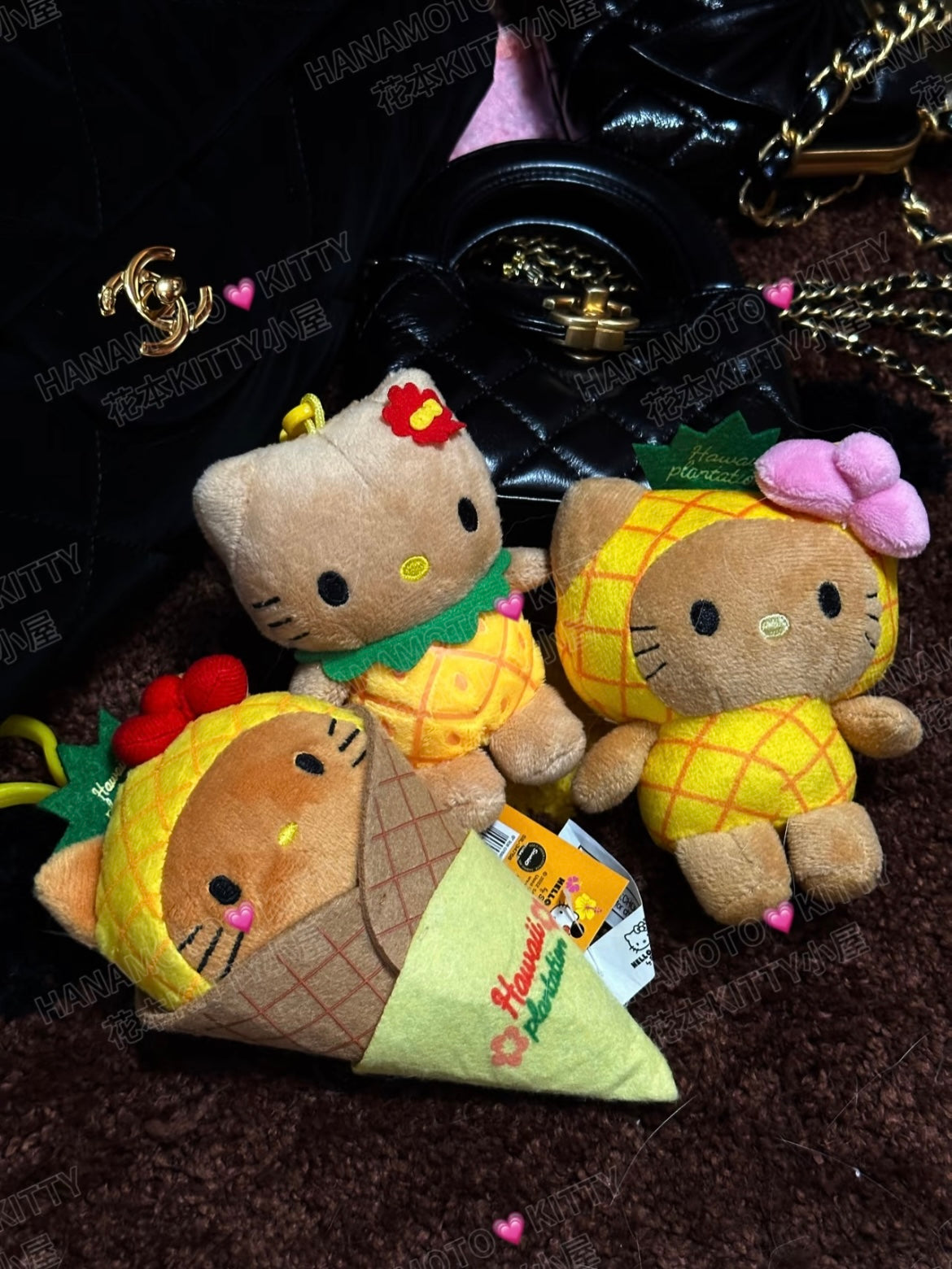 Hawaiian pineapple Hello Kitty plush pendant