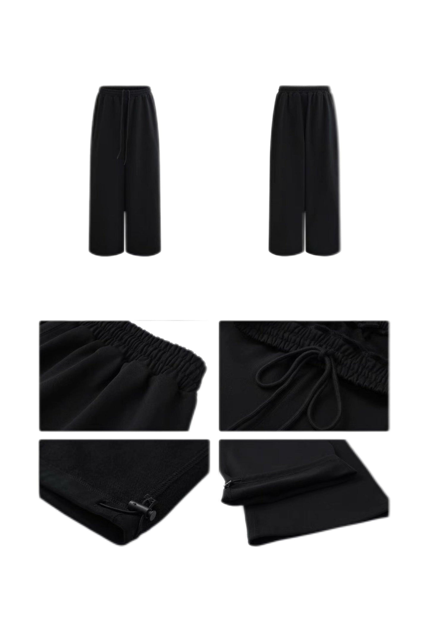 Black Drawstring Straight Pants