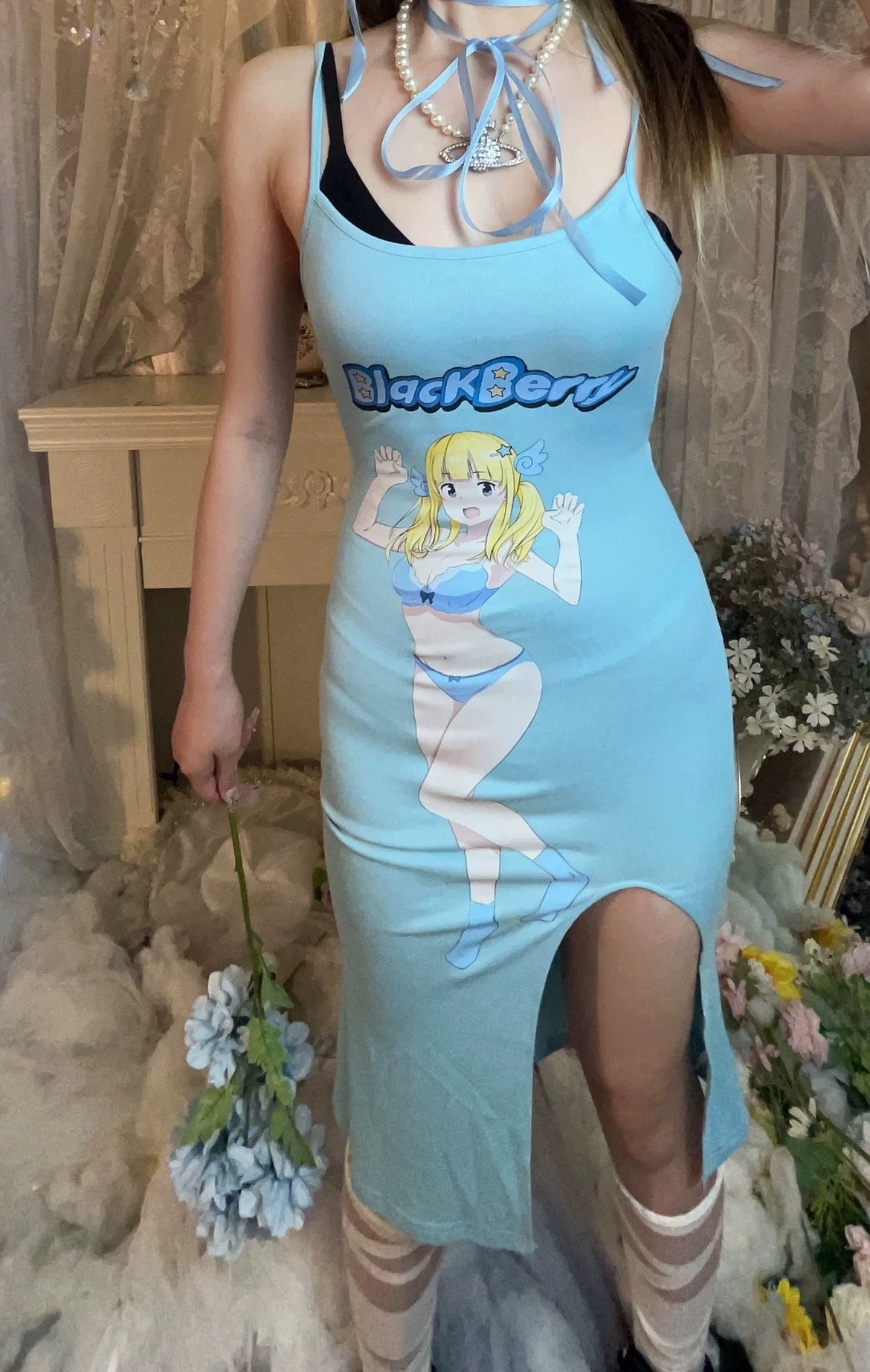 Summer Bikini Angel Girl Blue Dress