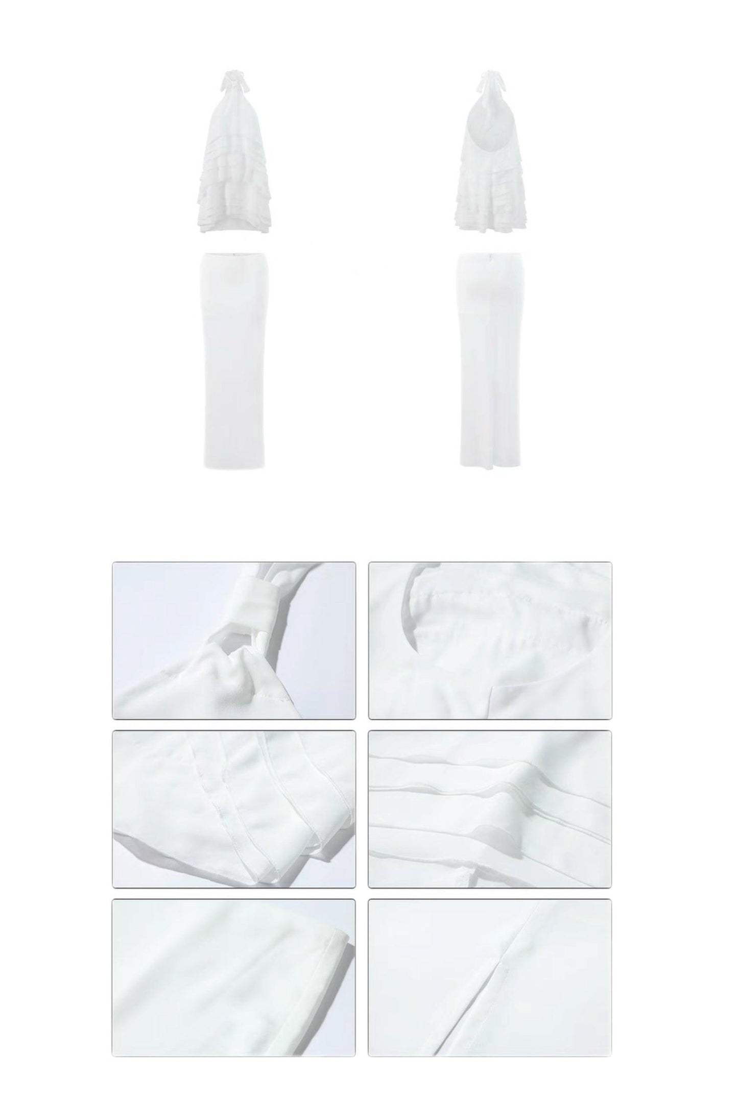 White ruffle edge neck sling