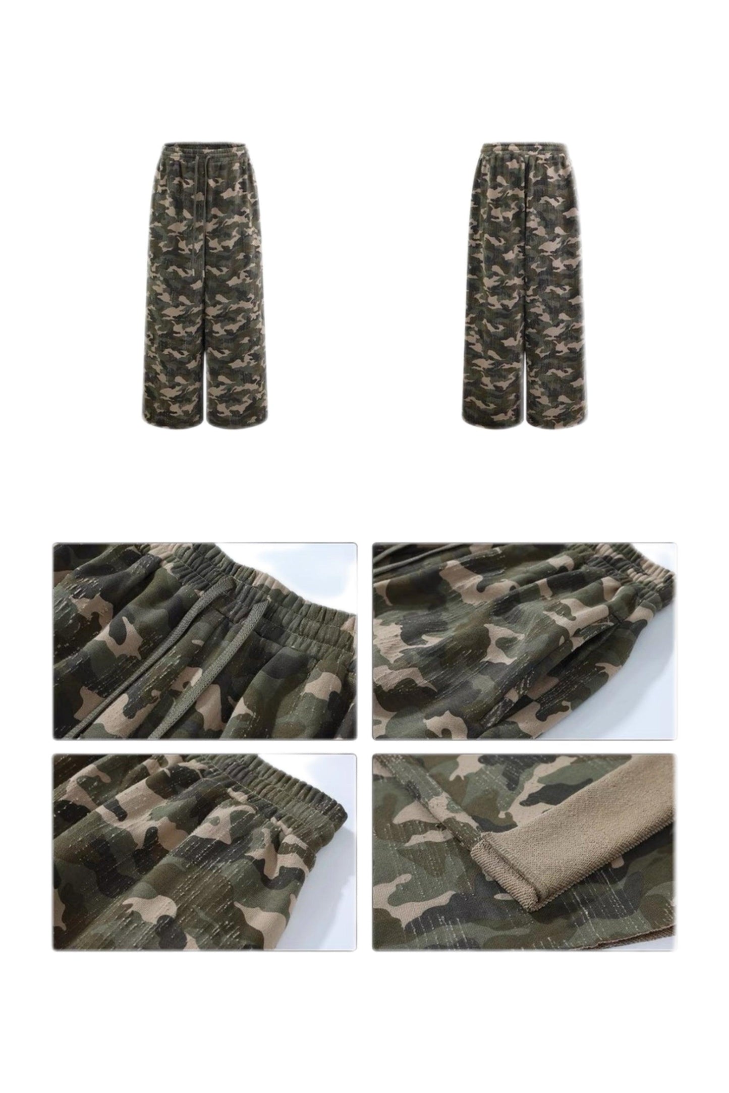 Camouflage print wide-leg pants