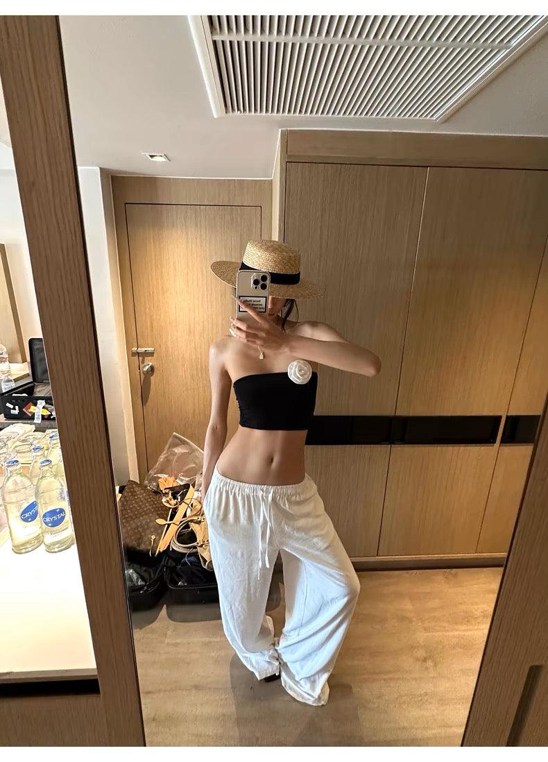 Camellia black tube top